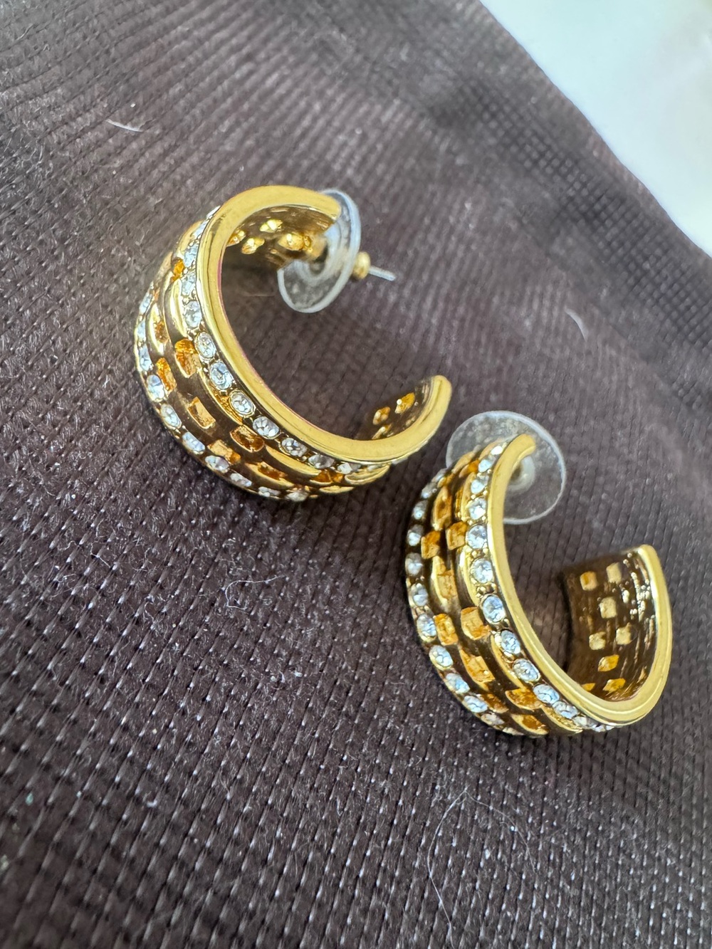 Kenneth Jay Lane Gold/Rhinestone Hoop Earrings